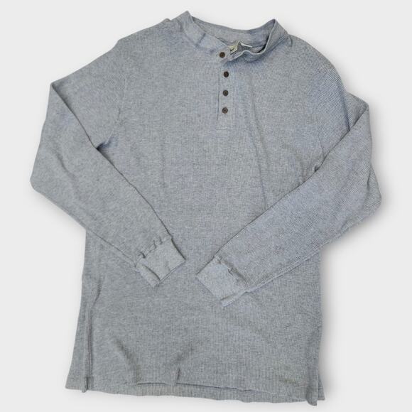L.L.Bean Thermal Men's L Gray Henley Waffle Knit Long Sleeve VTG USA Made - Picture 1 of 5